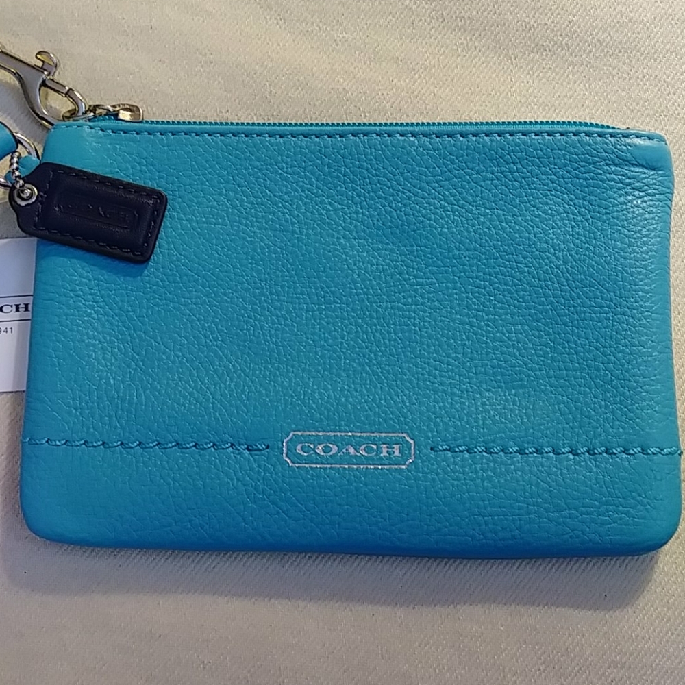 Coach Leather Turquoise Wristlet